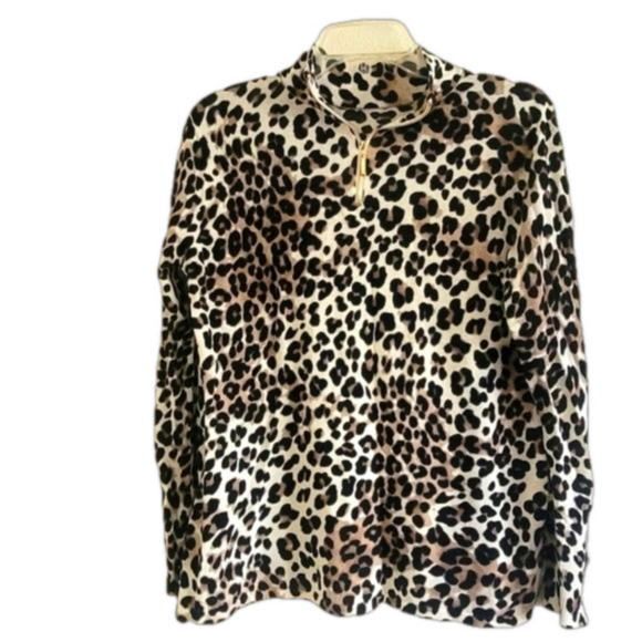 Chico's Sweaters - Chicos Brown/Black Leopard Print Lightweight Sweater Top Size 1 (S/M)